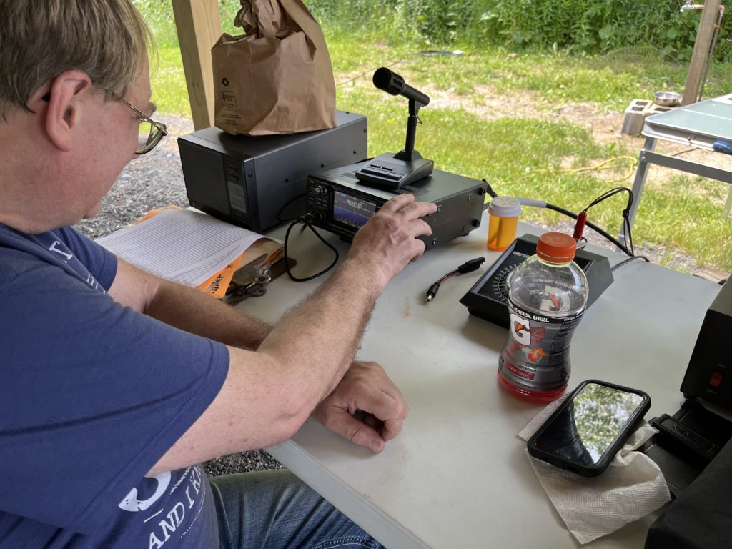 Eric, KA1SUN, operating at Field Day.